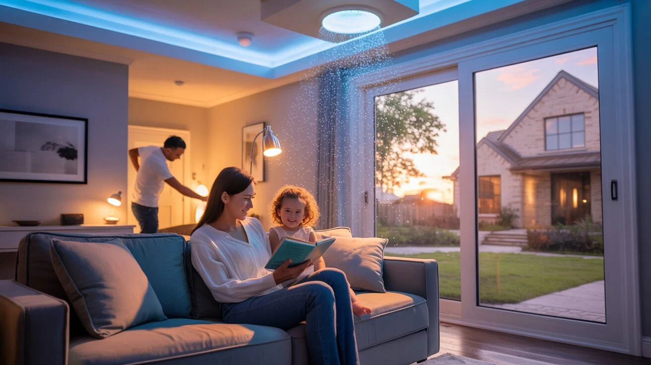 UV light air purifier in home
